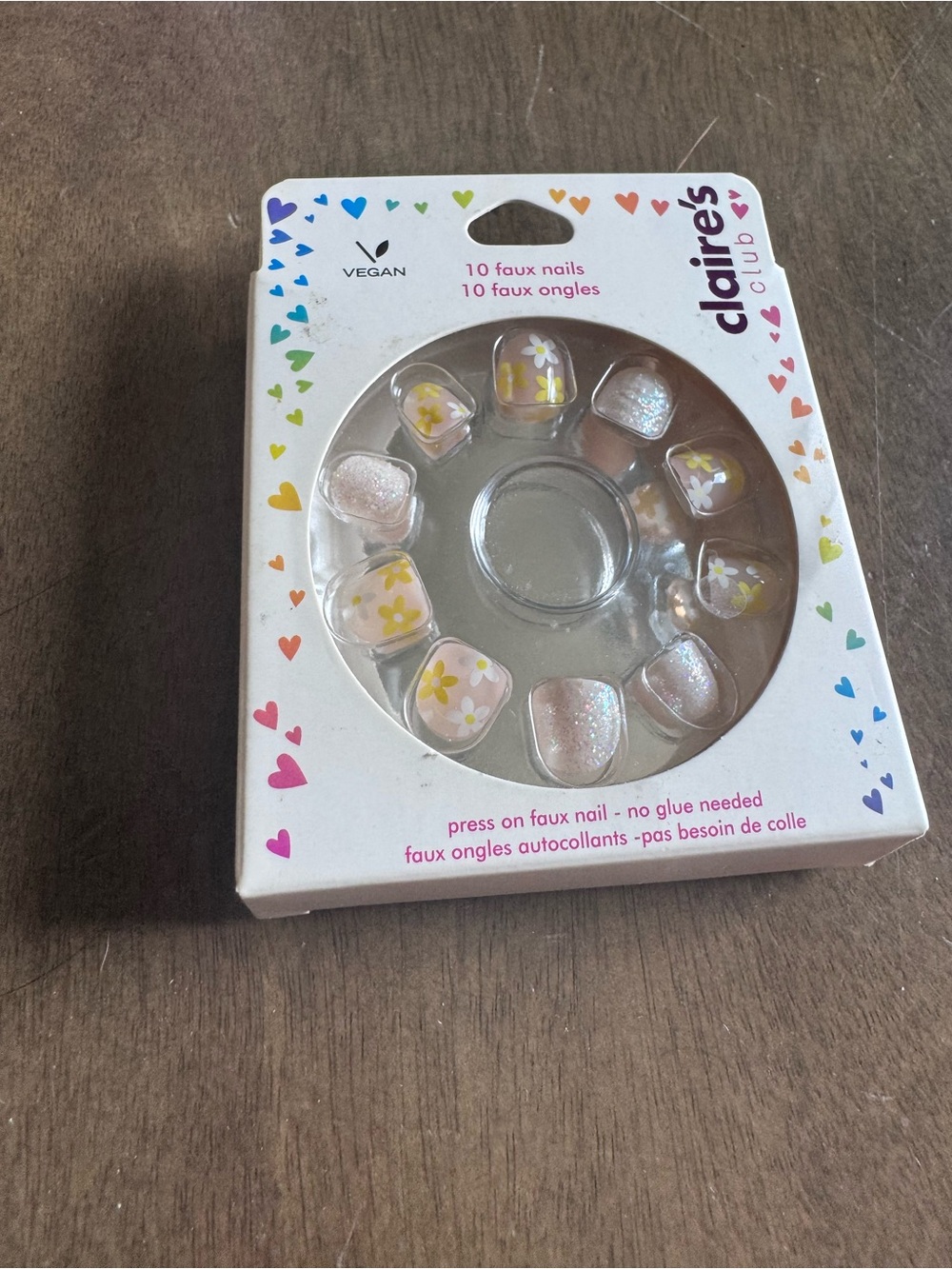 Claire’s Girls Press On Nails New - Glitter Floral Print